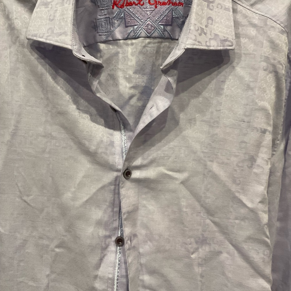 Robert Graham Mens Large button down shirt- light blue - super nice detail